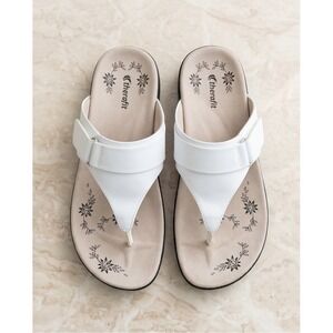 Therafit 9 White Thong Sandals Adjustable Strap‎ Floral Footbed F46071B